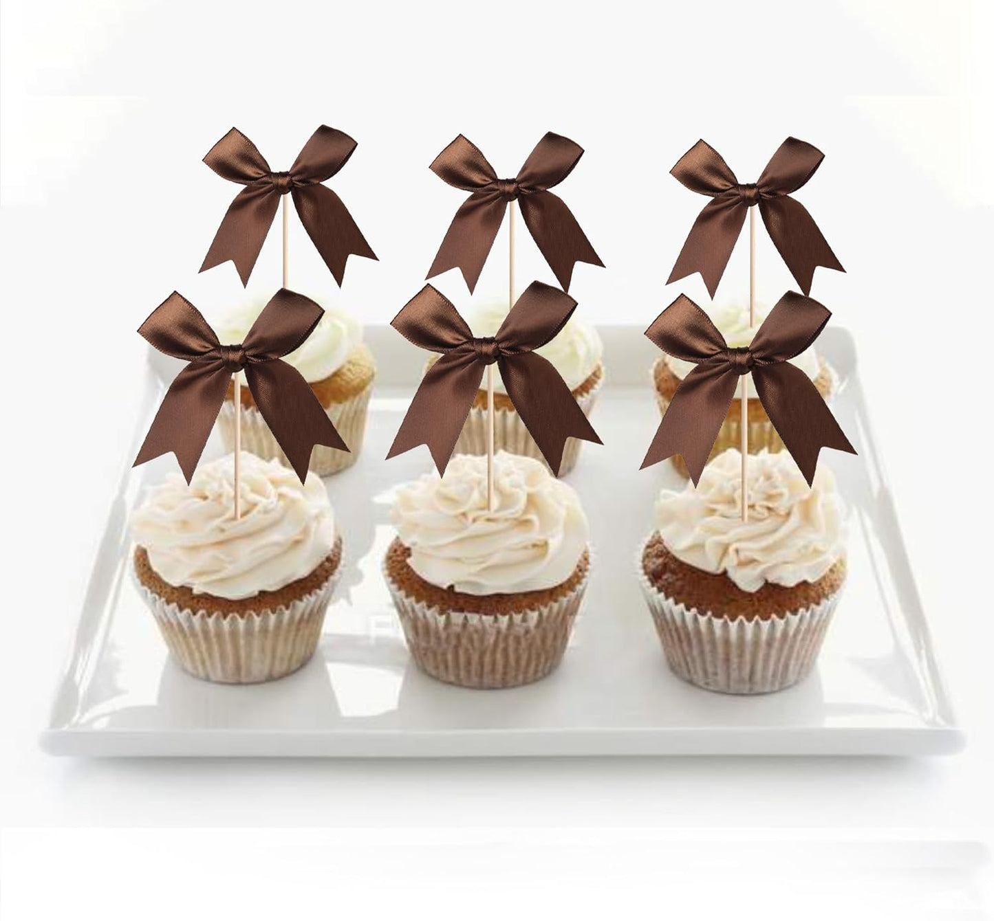24 PCS Bow Cupcake Toppers Bow Cupcake Picks Bowknot Birthday Party Decorations Bowknot Cake Dessert Picks for Baby Shower Birthday Wedding Bridal Engagement Party Cake Decorations Supplies Yellow