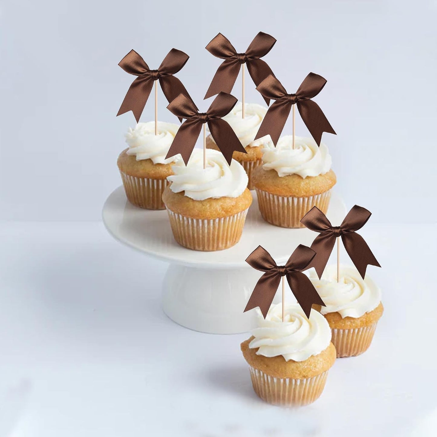 24 PCS Bow Cupcake Toppers Bow Cupcake Picks Bowknot Birthday Party Decorations Bowknot Cake Dessert Picks for Baby Shower Birthday Wedding Bridal Engagement Party Cake Decorations Supplies Yellow
