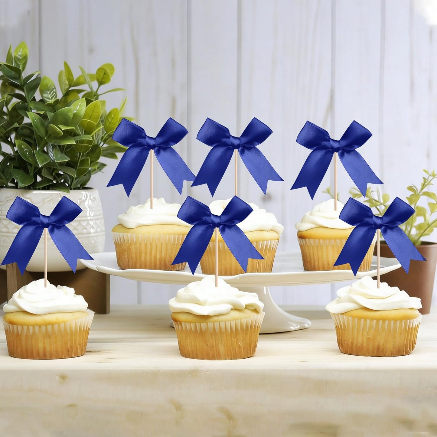 24 PCS Bow Cupcake Toppers Bow Cupcake Picks Bowknot Birthday Party Decorations Bowknot Cake Dessert Picks for Baby Shower Birthday Wedding Bridal Engagement Party Cake Decorations Supplies Yellow