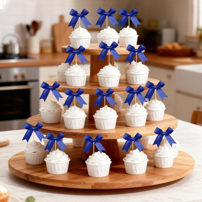 24 PCS Bow Cupcake Toppers Bow Cupcake Picks Bowknot Birthday Party Decorations Bowknot Cake Dessert Picks for Baby Shower Birthday Wedding Bridal Engagement Party Cake Decorations Supplies Yellow