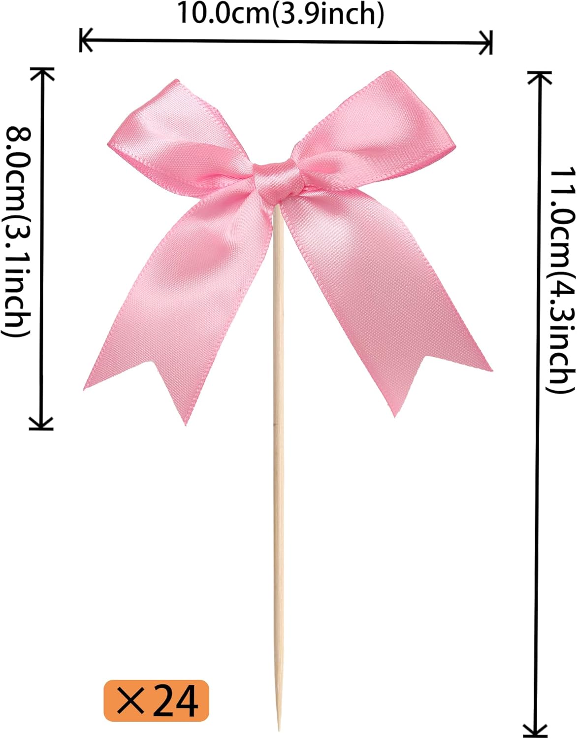 24 PCS Bow Cupcake Toppers Bow Cupcake Picks Bowknot Birthday Party Decorations Bowknot Cake Dessert Picks for Baby Shower Birthday Wedding Bridal Engagement Party Cake Decorations Supplies Yellow
