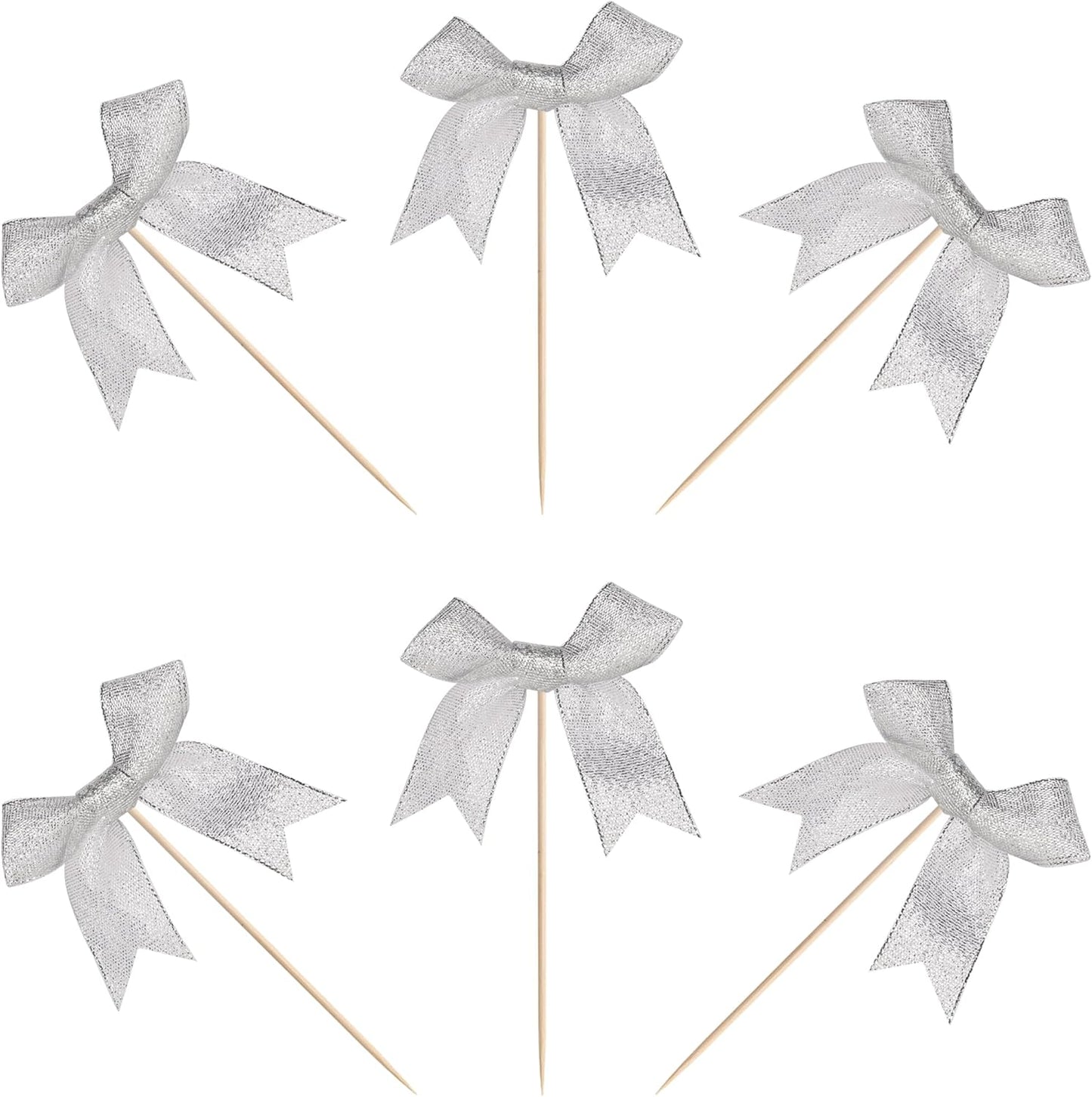 24 PCS Bow Cupcake Toppers Bow Cupcake Picks Bowknot Birthday Party Decorations Bowknot Cake Dessert Picks for Baby Shower Birthday Wedding Bridal Engagement Party Cake Decorations Supplies Yellow