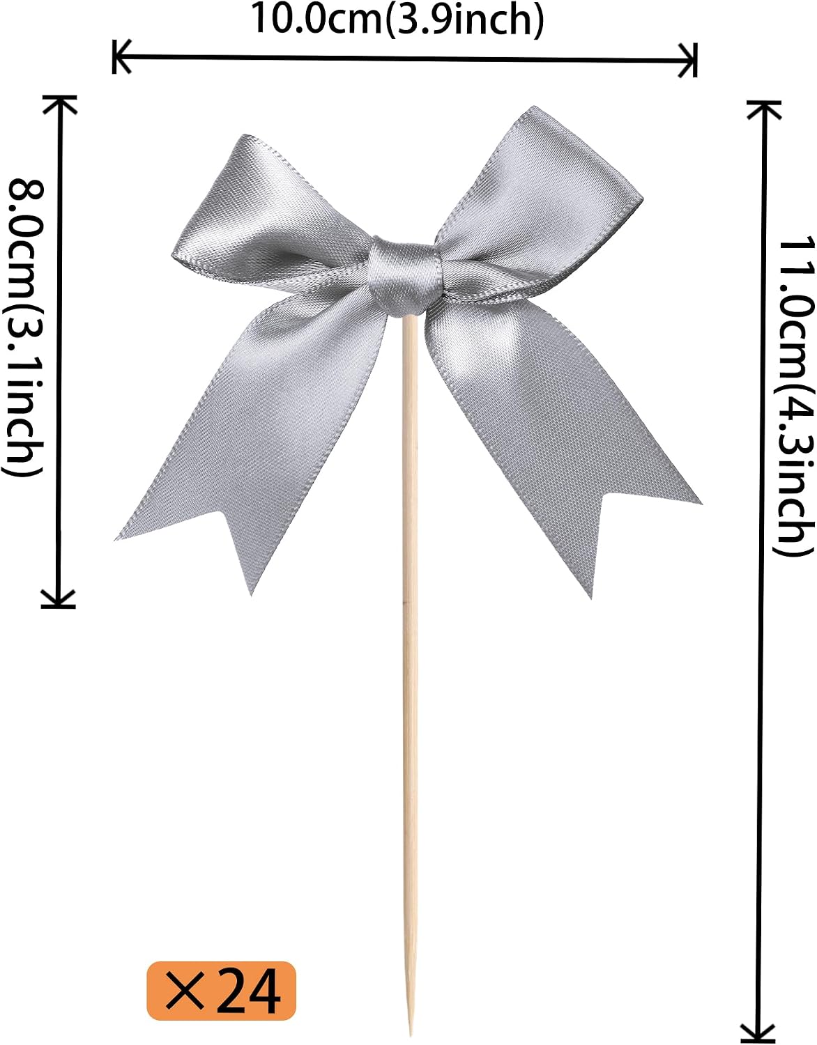 24 PCS Bow Cupcake Toppers Bow Cupcake Picks Bowknot Birthday Party Decorations Bowknot Cake Dessert Picks for Baby Shower Birthday Wedding Bridal Engagement Party Cake Decorations Supplies Yellow