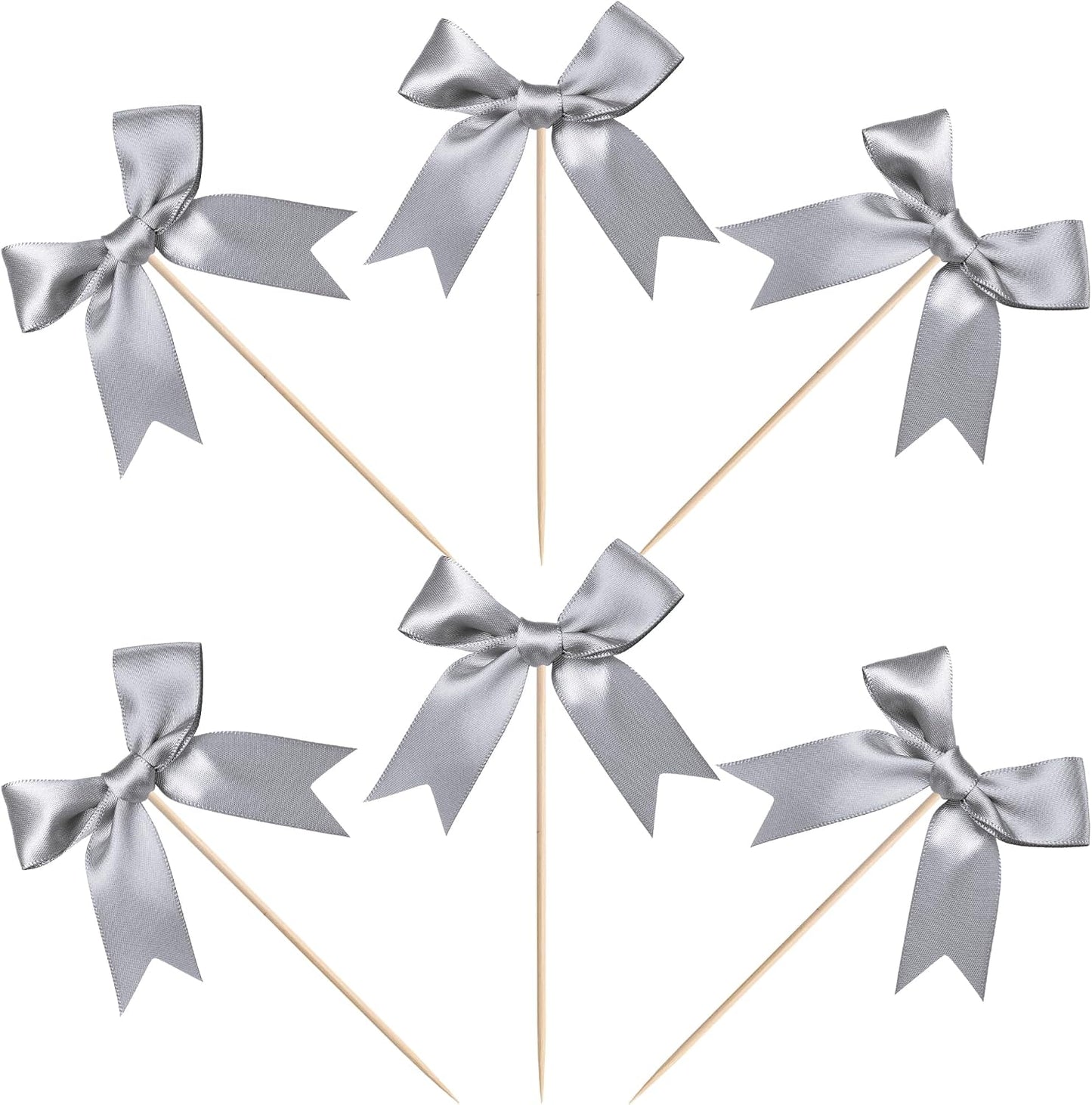 24 PCS Bow Cupcake Toppers Bow Cupcake Picks Bowknot Birthday Party Decorations Bowknot Cake Dessert Picks for Baby Shower Birthday Wedding Bridal Engagement Party Cake Decorations Supplies Yellow