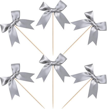 24 PCS Bow Cupcake Toppers Bow Cupcake Picks Bowknot Birthday Party Decorations Bowknot Cake Dessert Picks for Baby Shower Birthday Wedding Bridal Engagement Party Cake Decorations Supplies Yellow