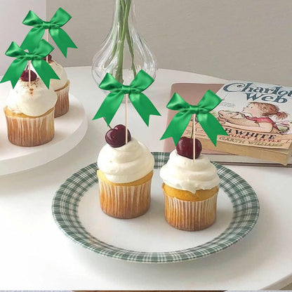 24 PCS Bow Cupcake Toppers Bow Cupcake Picks Bowknot Birthday Party Decorations Bowknot Cake Dessert Picks for Baby Shower Birthday Wedding Bridal Engagement Party Cake Decorations Supplies Yellow