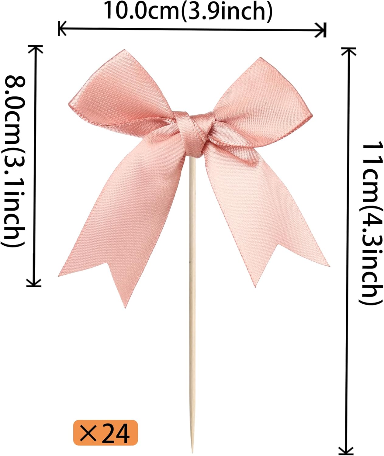 24 PCS Bow Cupcake Toppers Bow Cupcake Picks Bowknot Birthday Party Decorations Bowknot Cake Dessert Picks for Baby Shower Birthday Wedding Bridal Engagement Party Cake Decorations Supplies Yellow