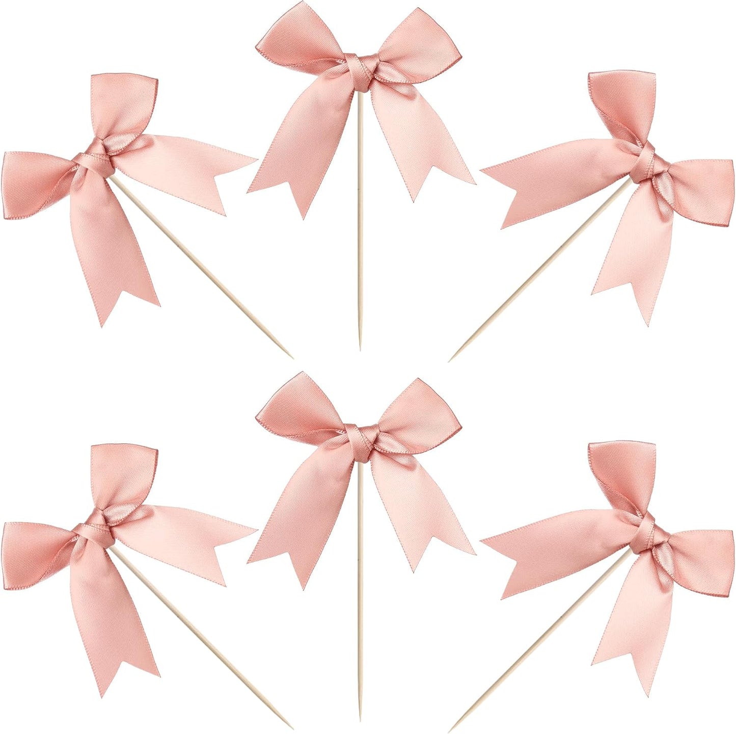 24 PCS Bow Cupcake Toppers Bow Cupcake Picks Bowknot Birthday Party Decorations Bowknot Cake Dessert Picks for Baby Shower Birthday Wedding Bridal Engagement Party Cake Decorations Supplies Yellow