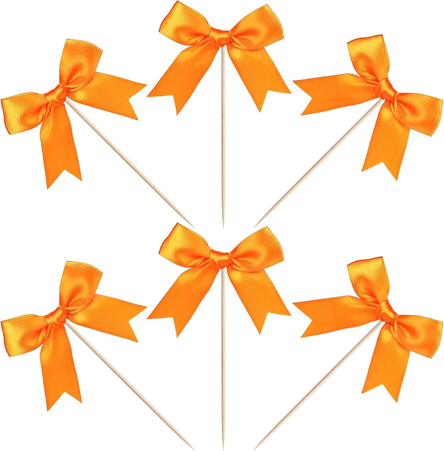 24 PCS Bow Cupcake Toppers Bow Cupcake Picks Bowknot Birthday Party Decorations Bowknot Cake Dessert Picks for Baby Shower Birthday Wedding Bridal Engagement Party Cake Decorations Supplies Yellow