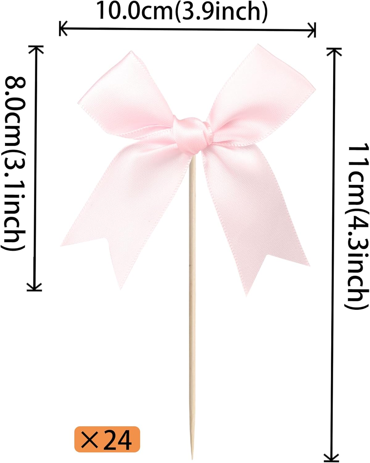 24 PCS Bow Cupcake Toppers Bow Cupcake Picks Bowknot Birthday Party Decorations Bowknot Cake Dessert Picks for Baby Shower Birthday Wedding Bridal Engagement Party Cake Decorations Supplies Yellow