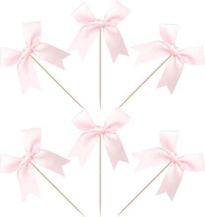 24 PCS Bow Cupcake Toppers Bow Cupcake Picks Bowknot Birthday Party Decorations Bowknot Cake Dessert Picks for Baby Shower Birthday Wedding Bridal Engagement Party Cake Decorations Supplies Yellow