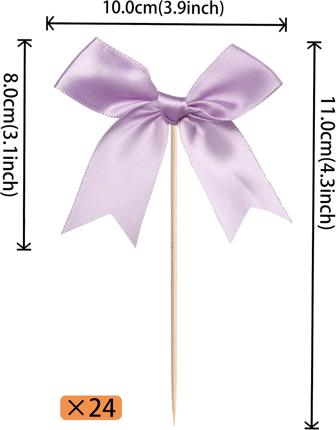 24 PCS Bow Cupcake Toppers Bow Cupcake Picks Bowknot Birthday Party Decorations Bowknot Cake Dessert Picks for Baby Shower Birthday Wedding Bridal Engagement Party Cake Decorations Supplies Yellow