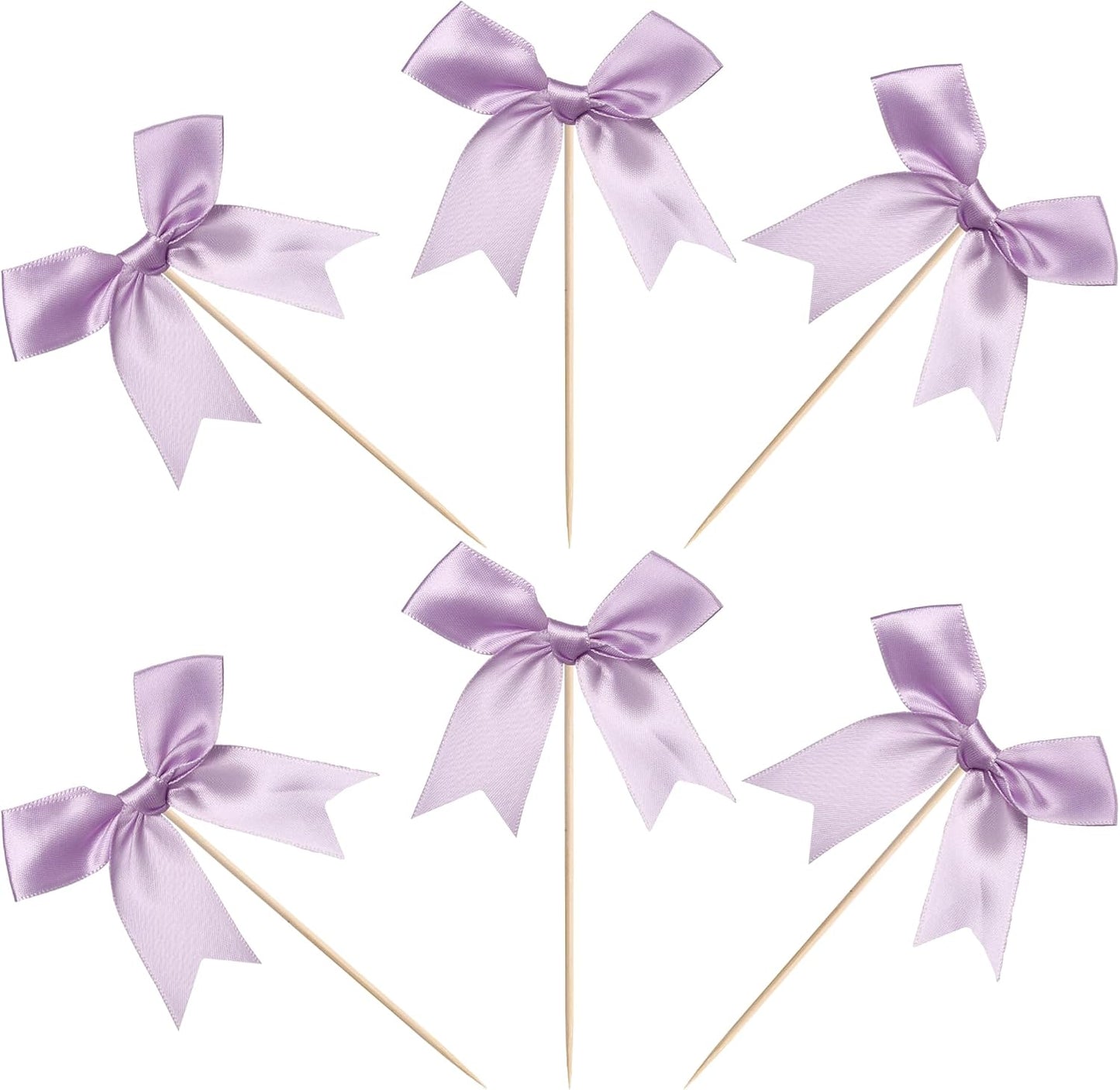 24 PCS Bow Cupcake Toppers Bow Cupcake Picks Bowknot Birthday Party Decorations Bowknot Cake Dessert Picks for Baby Shower Birthday Wedding Bridal Engagement Party Cake Decorations Supplies Yellow