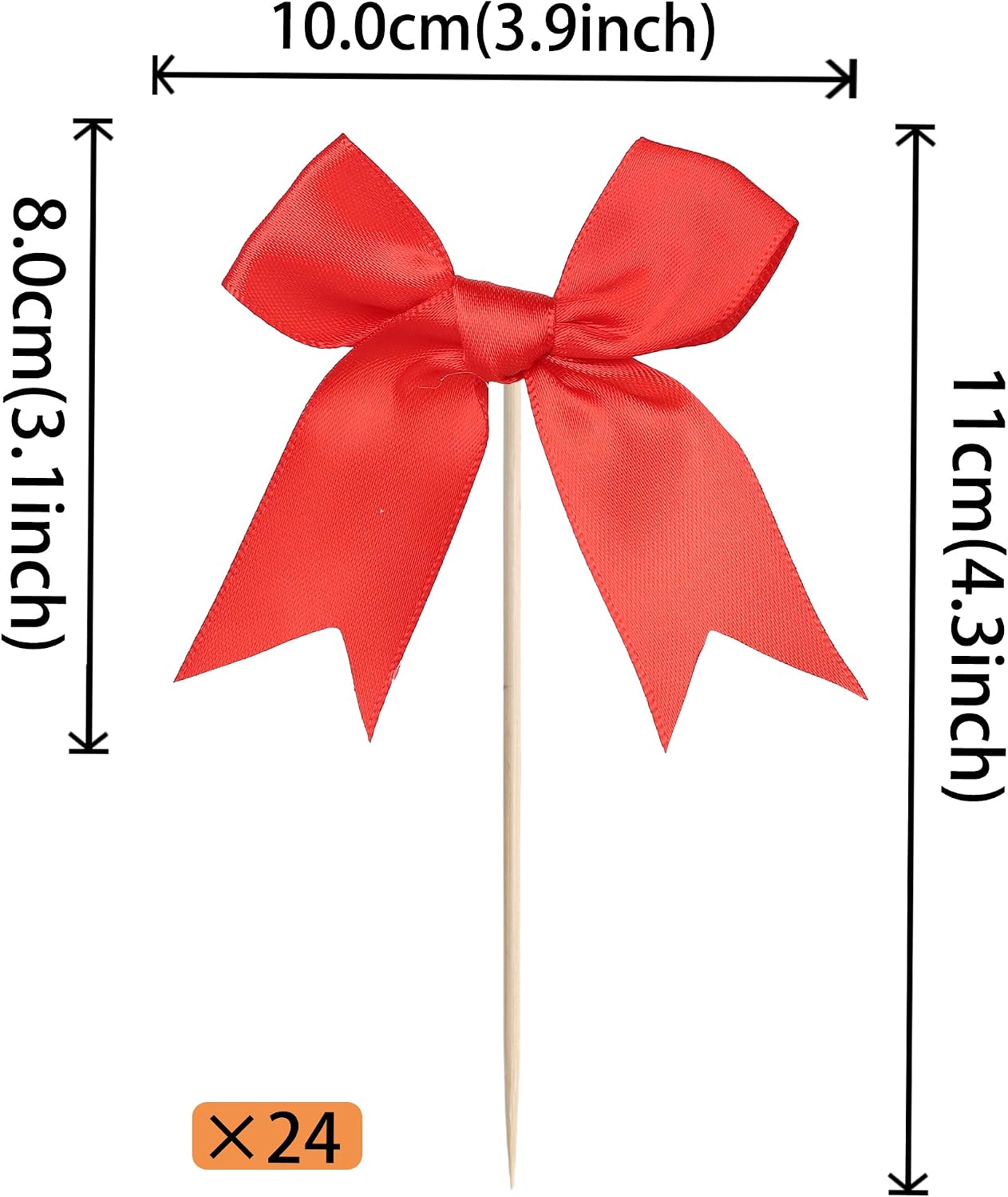 24 PCS Bow Cupcake Toppers Bow Cupcake Picks Bowknot Birthday Party Decorations Bowknot Cake Dessert Picks for Baby Shower Birthday Wedding Bridal Engagement Party Cake Decorations Supplies Yellow