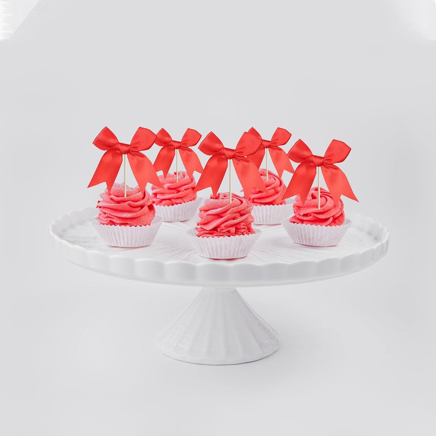 24 PCS Bow Cupcake Toppers Bow Cupcake Picks Bowknot Birthday Party Decorations Bowknot Cake Dessert Picks for Baby Shower Birthday Wedding Bridal Engagement Party Cake Decorations Supplies Yellow