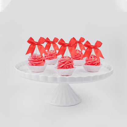 24 PCS Bow Cupcake Toppers Bow Cupcake Picks Bowknot Birthday Party Decorations Bowknot Cake Dessert Picks for Baby Shower Birthday Wedding Bridal Engagement Party Cake Decorations Supplies Yellow