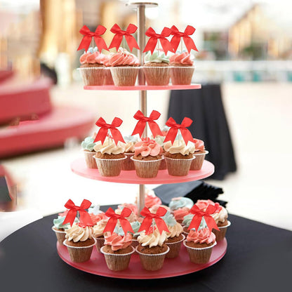24 PCS Bow Cupcake Toppers Bow Cupcake Picks Bowknot Birthday Party Decorations Bowknot Cake Dessert Picks for Baby Shower Birthday Wedding Bridal Engagement Party Cake Decorations Supplies Yellow