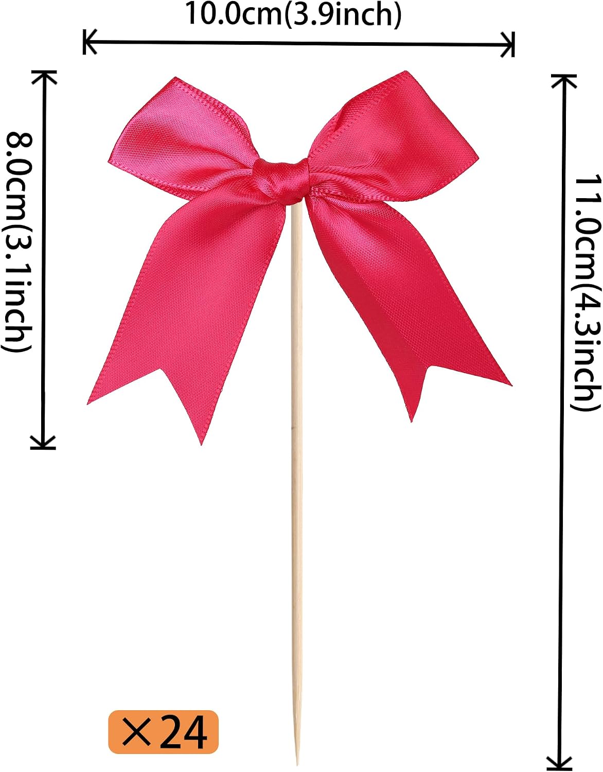 24 PCS Bow Cupcake Toppers Bow Cupcake Picks Bowknot Birthday Party Decorations Bowknot Cake Dessert Picks for Baby Shower Birthday Wedding Bridal Engagement Party Cake Decorations Supplies Yellow