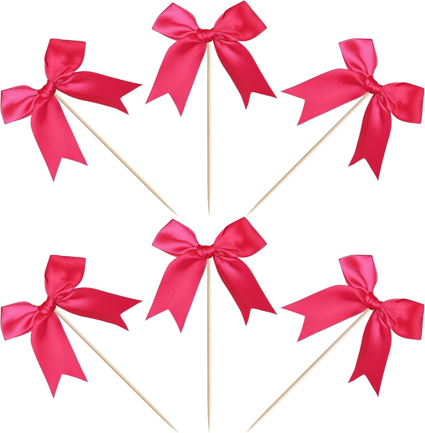 24 PCS Bow Cupcake Toppers Bow Cupcake Picks Bowknot Birthday Party Decorations Bowknot Cake Dessert Picks for Baby Shower Birthday Wedding Bridal Engagement Party Cake Decorations Supplies Yellow