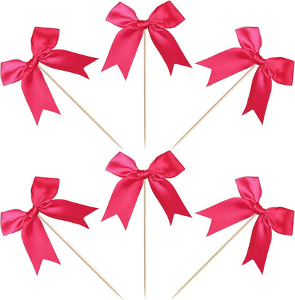 24 PCS Bow Cupcake Toppers Bow Cupcake Picks Bowknot Birthday Party Decorations Bowknot Cake Dessert Picks for Baby Shower Birthday Wedding Bridal Engagement Party Cake Decorations Supplies Yellow