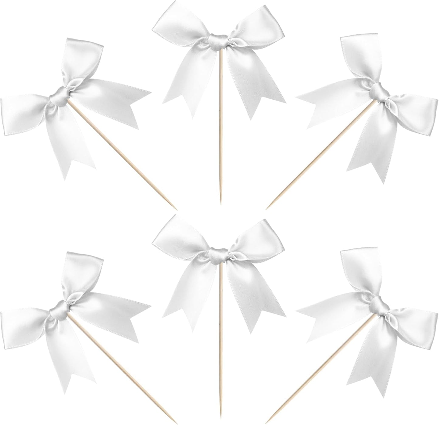 24 PCS Bow Cupcake Toppers Bow Cupcake Picks Bowknot Birthday Party Decorations Bowknot Cake Dessert Picks for Baby Shower Birthday Wedding Bridal Engagement Party Cake Decorations Supplies Yellow