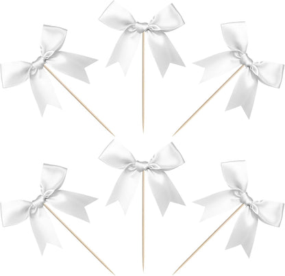 24 PCS Bow Cupcake Toppers Bow Cupcake Picks Bowknot Birthday Party Decorations Bowknot Cake Dessert Picks for Baby Shower Birthday Wedding Bridal Engagement Party Cake Decorations Supplies Yellow