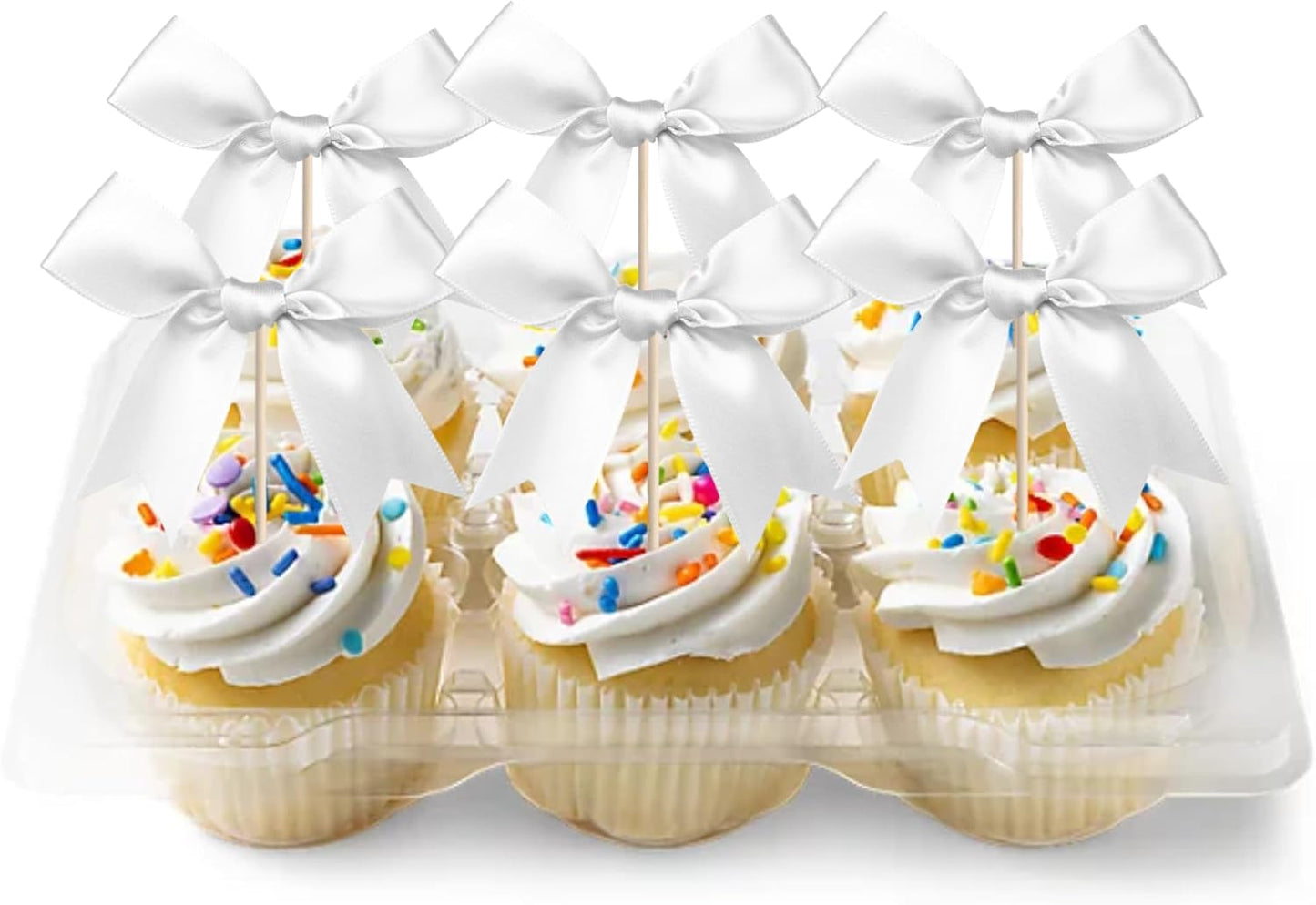 24 PCS Bow Cupcake Toppers Bow Cupcake Picks Bowknot Birthday Party Decorations Bowknot Cake Dessert Picks for Baby Shower Birthday Wedding Bridal Engagement Party Cake Decorations Supplies Yellow
