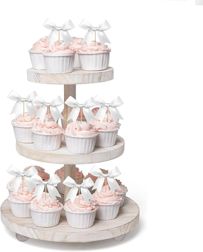 24 PCS Bow Cupcake Toppers Bow Cupcake Picks Bowknot Birthday Party Decorations Bowknot Cake Dessert Picks for Baby Shower Birthday Wedding Bridal Engagement Party Cake Decorations Supplies Yellow