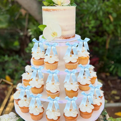 24 PCS Bow Cupcake Toppers Bow Cupcake Picks Bowknot Birthday Party Decorations Bowknot Cake Dessert Picks for Baby Shower Birthday Wedding Bridal Engagement Party Cake Decorations Supplies Yellow