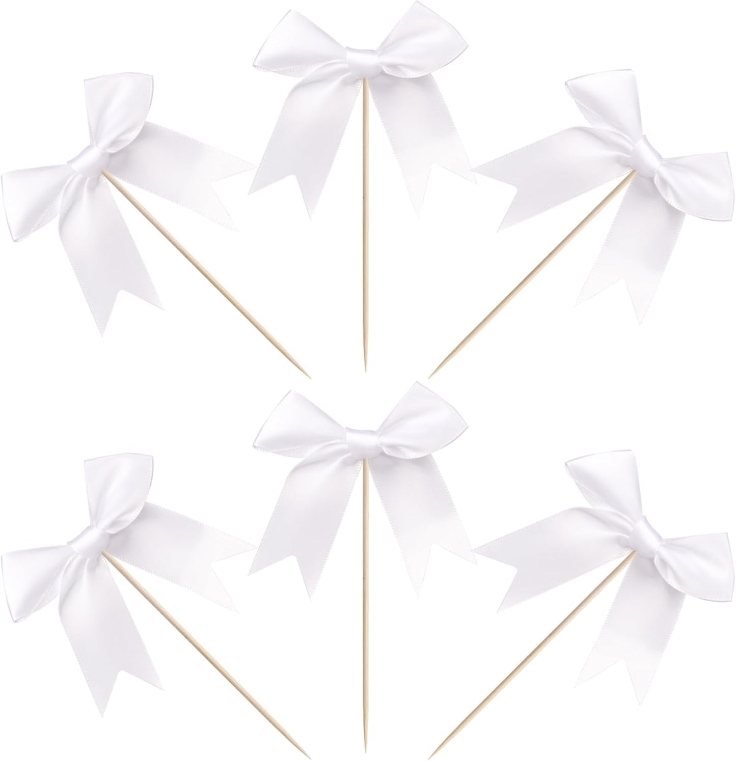 24 PCS Bow Cupcake Toppers Bow Cupcake Picks Bowknot Birthday Party Decorations Bowknot Cake Dessert Picks for Baby Shower Birthday Wedding Bridal Engagement Party Cake Decorations Supplies Yellow