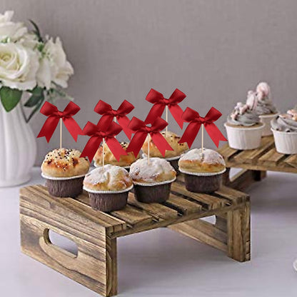 24 PCS Bow Cupcake Toppers Bow Cupcake Picks Bowknot Birthday Party Decorations Bowknot Cake Dessert Picks for Baby Shower Birthday Wedding Bridal Engagement Party Cake Decorations Supplies Yellow
