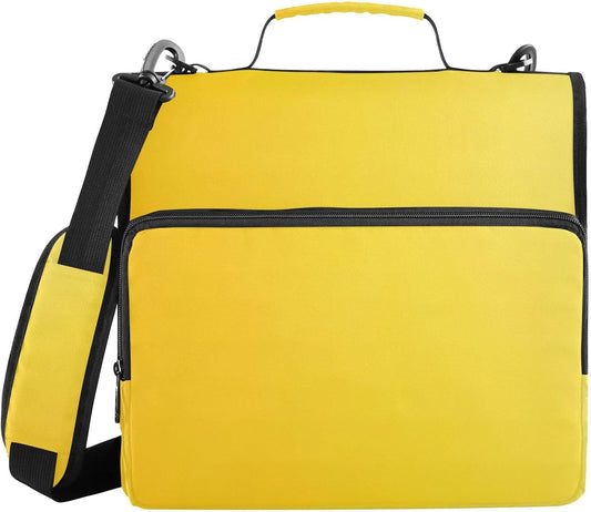 3 Ring Zipper Binder with Shoulder Strap,Bright Yellow Binders Organizer,1.5 Inch Zip Up Binder 500 Sheets, Easy to Carry