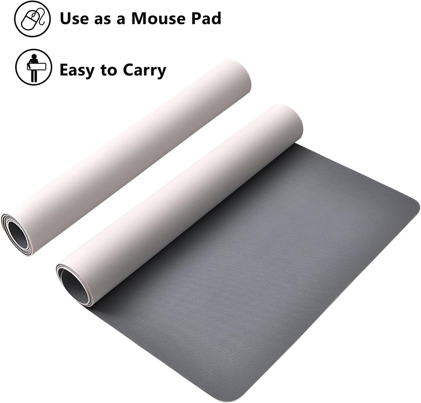 Cute Desk Mat, Yellow Lemon Striped Large Mouse Pad for Desktop, PU Leather Waterproof Desk Pad, Anti-Slip Computer PC Laptop Protector Gaming Mouse Pads Office Home Decor (23.6" x 11.8")