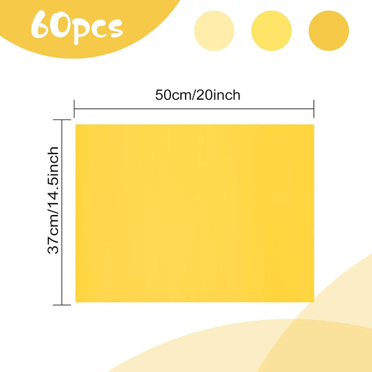 Bouiexye 60 Sheets Yellow Tissue Paper Multicolor Tissue Paper Bulk Gift Wrapping for DIY Art Craft Floral Birthday Baby Shower Party Festival