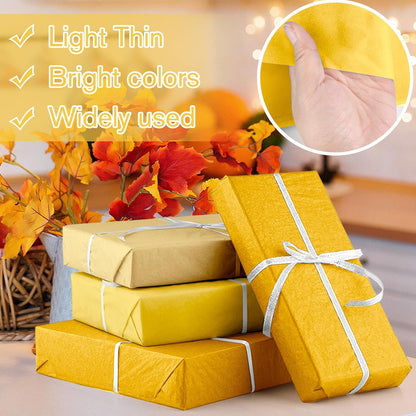 Bouiexye 60 Sheets Yellow Tissue Paper Multicolor Tissue Paper Bulk Gift Wrapping for DIY Art Craft Floral Birthday Baby Shower Party Festival