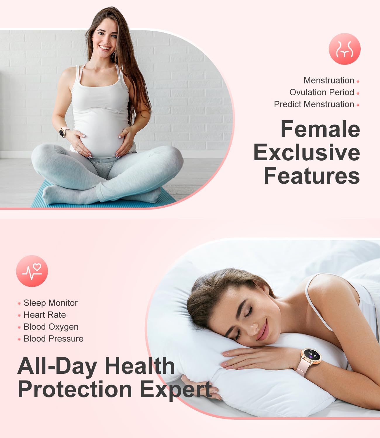 Smart Watch for Women(Answer/Make Calls),1.3"HD Diamonds Luxury Smartwatch for Android iPhone Phones,Fitness Trackers with 20+ Sport Modes/Heart Rate/IP68 Waterproof/SpO2/Sleep Monitor,Rose gold
