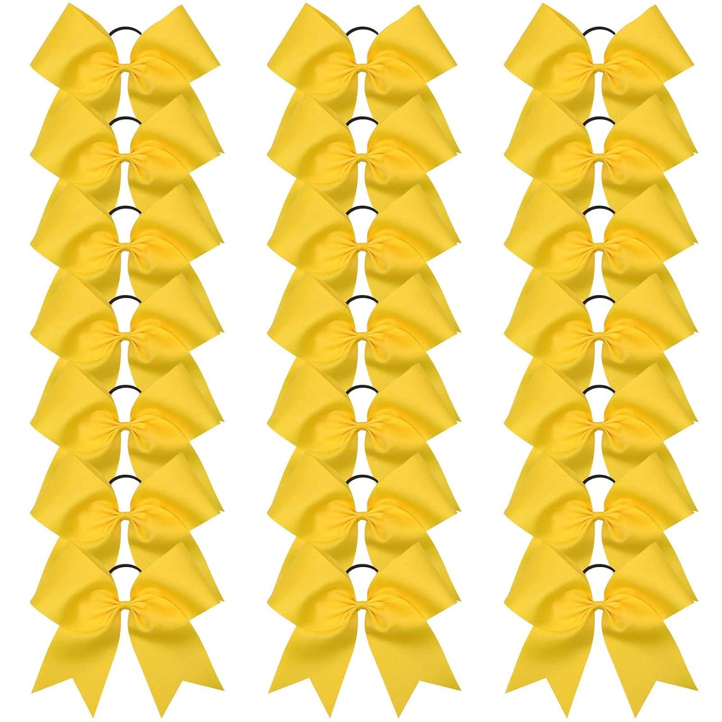 21PCS 8" Large Cheer Bows Yellow Bows Jumbo Cheerleader Bow with Ponytail Holder Elastic Band Handmade for Cheerleading Teen Girls College Sports