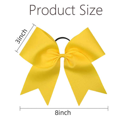 21PCS 8" Large Cheer Bows Yellow Bows Jumbo Cheerleader Bow with Ponytail Holder Elastic Band Handmade for Cheerleading Teen Girls College Sports