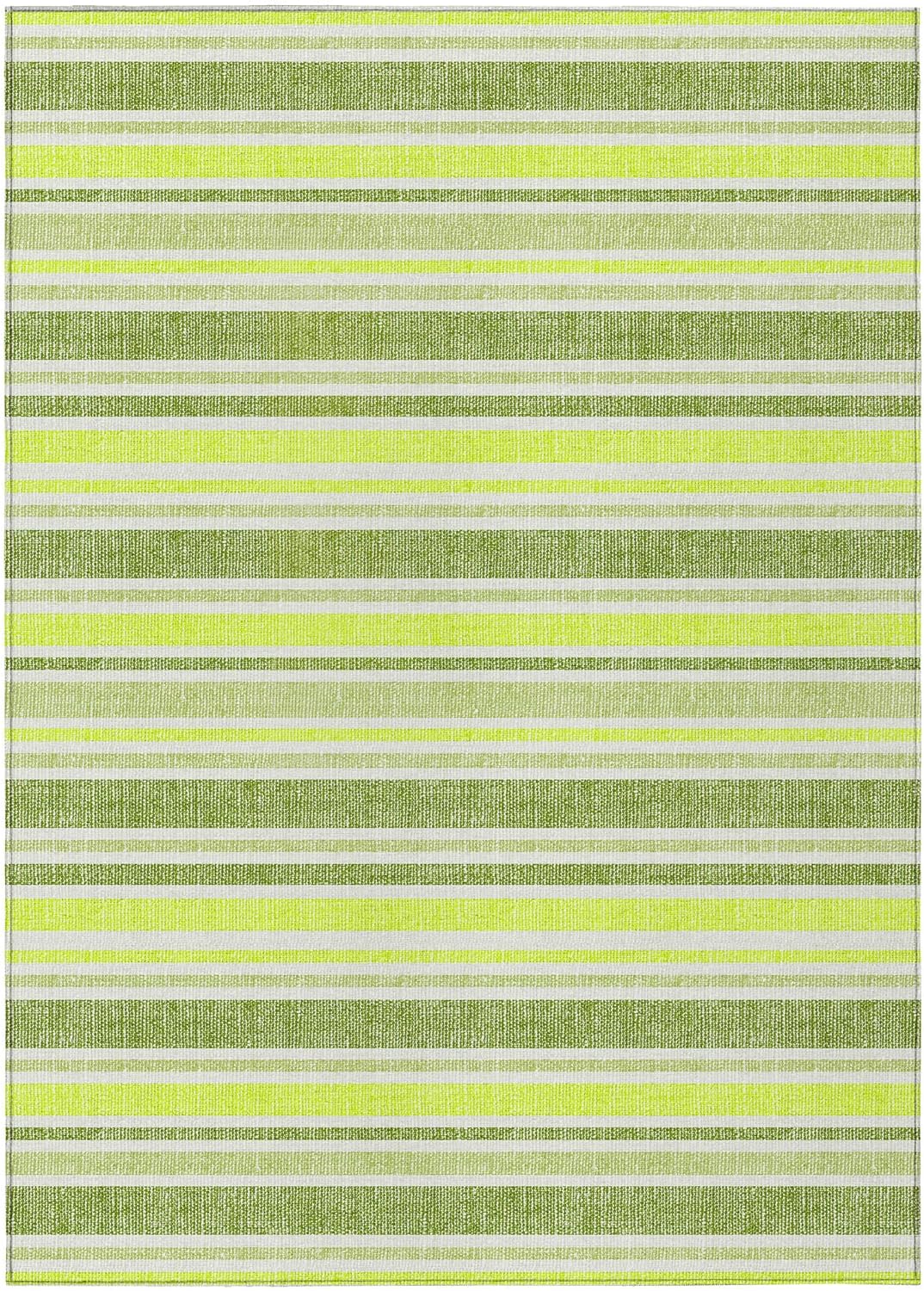 3' X 5' Green and Yellow Striped Washable Non Skid Indoor Outdoor Area Rug