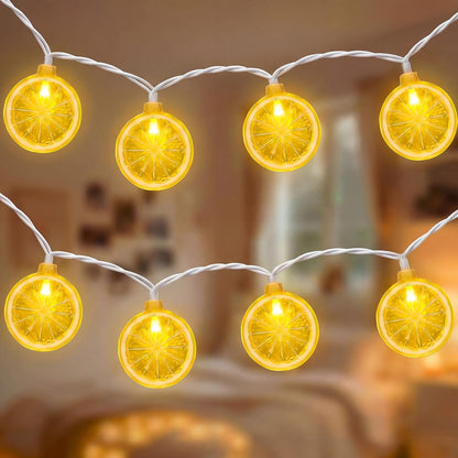 Lemon String Lights, 8.5Ft Summer Patio String Lights with 10 LED Yellow Lemon Slice Lights, Hanging Waterproof Connectable Outdoor Decorative Lights for Indoor Home Garden Christmas Wedding Party