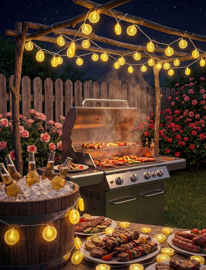 Lemon String Lights, 8.5Ft Summer Patio String Lights with 10 LED Yellow Lemon Slice Lights, Hanging Waterproof Connectable Outdoor Decorative Lights for Indoor Home Garden Christmas Wedding Party