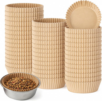 600Pcs Pet Disposable Feeding Bowls Liner Small Paper Cat Plates | Cat Food Bowls Small Paper Liner for Puppy Kitten Dogs Cats for Dry and Wet Food, Brown