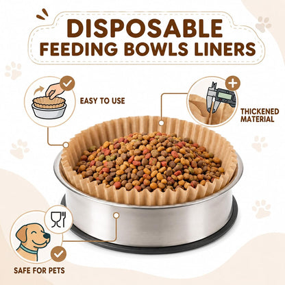 600Pcs Pet Disposable Feeding Bowls Liner Small Paper Cat Plates | Cat Food Bowls Small Paper Liner for Puppy Kitten Dogs Cats for Dry and Wet Food, Brown