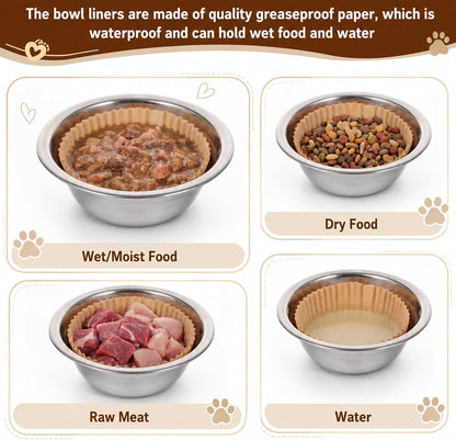 600Pcs Pet Disposable Feeding Bowls Liner Small Paper Cat Plates | Cat Food Bowls Small Paper Liner for Puppy Kitten Dogs Cats for Dry and Wet Food, Brown