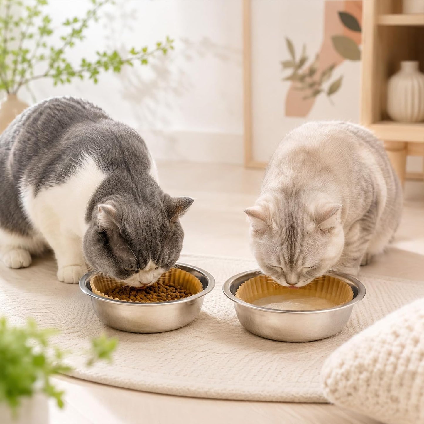 600Pcs Pet Disposable Feeding Bowls Liner Small Paper Cat Plates | Cat Food Bowls Small Paper Liner for Puppy Kitten Dogs Cats for Dry and Wet Food, Brown