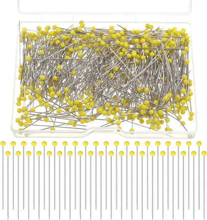 500 Pcs Sewing Pins with Heads 1.5 in Straight Pins Sewings Glass Ball Head Sewings Pin for Fabric Quilting Pin for DIY Sewing Crafts Jewelry Making Yellow
