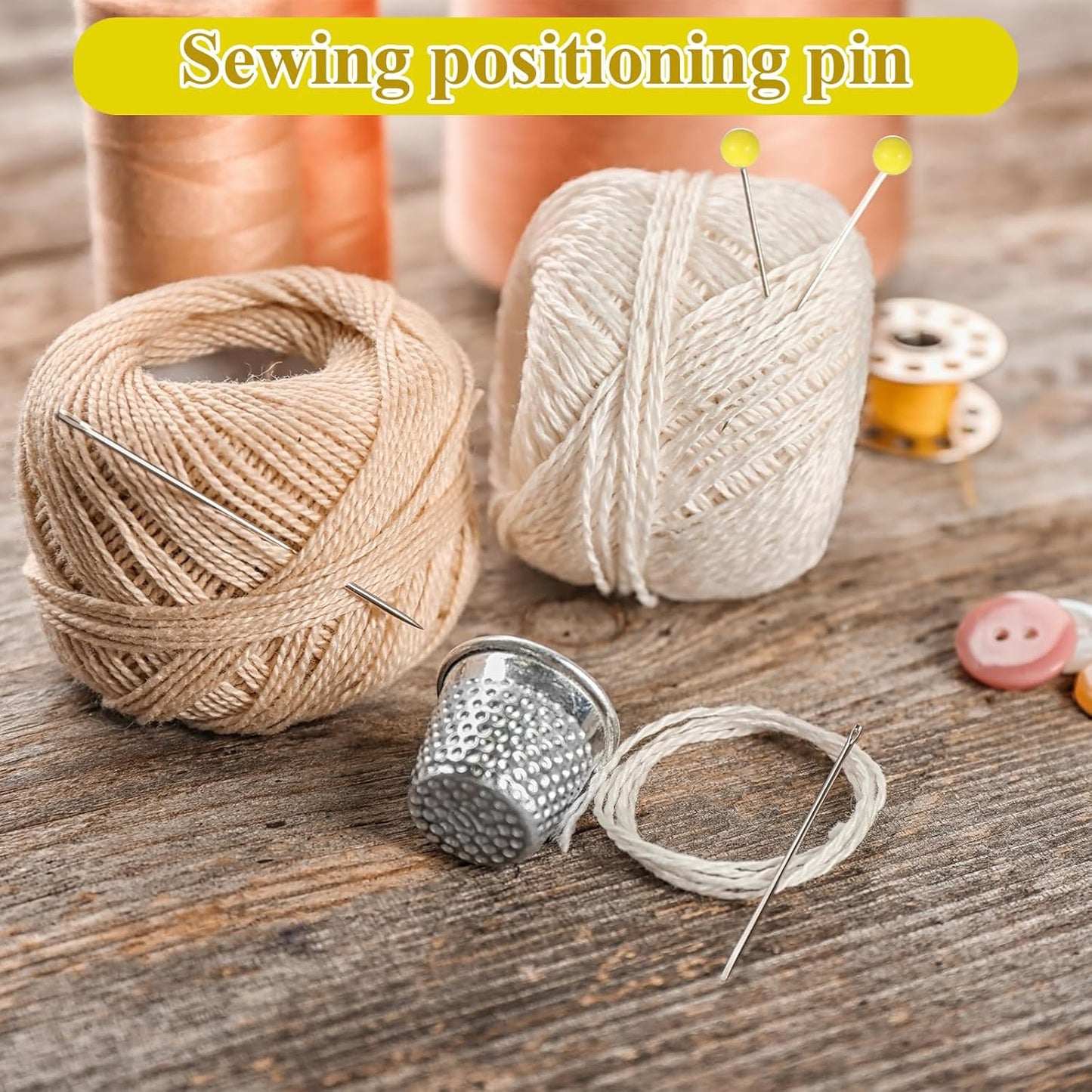 500 Pcs Sewing Pins with Heads 1.5 in Straight Pins Sewings Glass Ball Head Sewings Pin for Fabric Quilting Pin for DIY Sewing Crafts Jewelry Making Yellow
