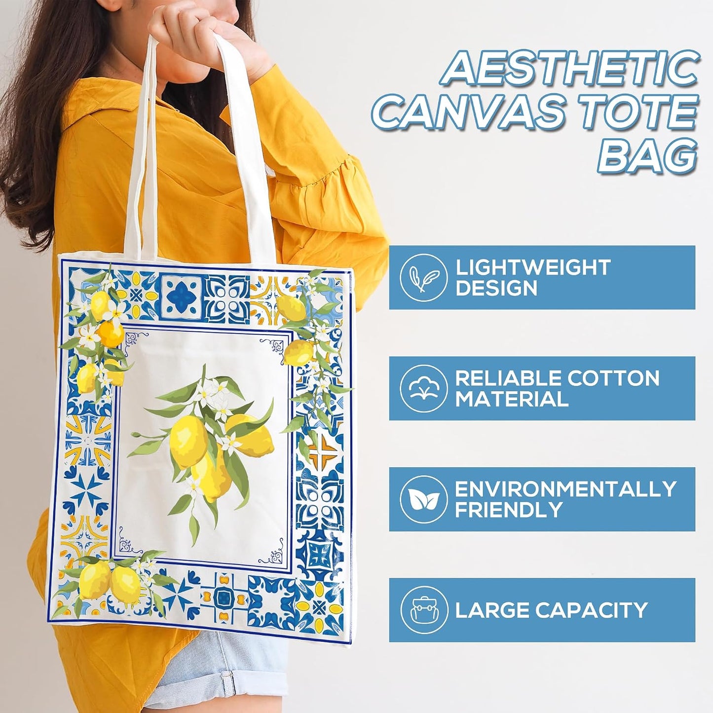Sitsink Tote Bag Gifts for Women - Book Lover Tarot Skull Witch Mushroom Boho Lemon Shark Gifts Tote Bag