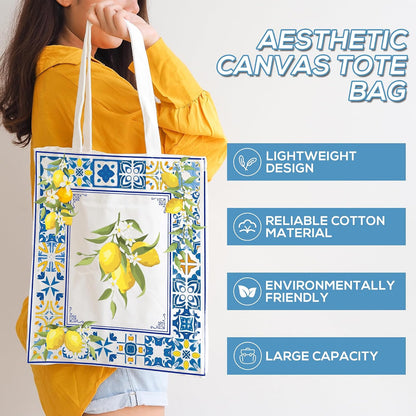 Sitsink Tote Bag Gifts for Women - Book Lover Tarot Skull Witch Mushroom Boho Lemon Shark Gifts Tote Bag