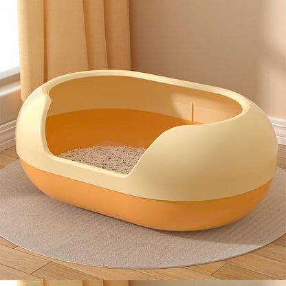 Fully Enclosed Cat Toilet Large Volume Anti-Splash Sand Cat Litter Box Anti-Odor Long Channel Cat Litter Box Pet Accessories 23.62" L x 16.14" W x 9.45" H (Yellow)